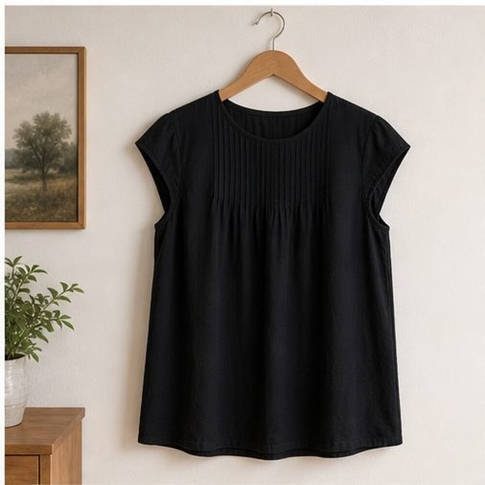 Black Pintuck Yoke Blouse